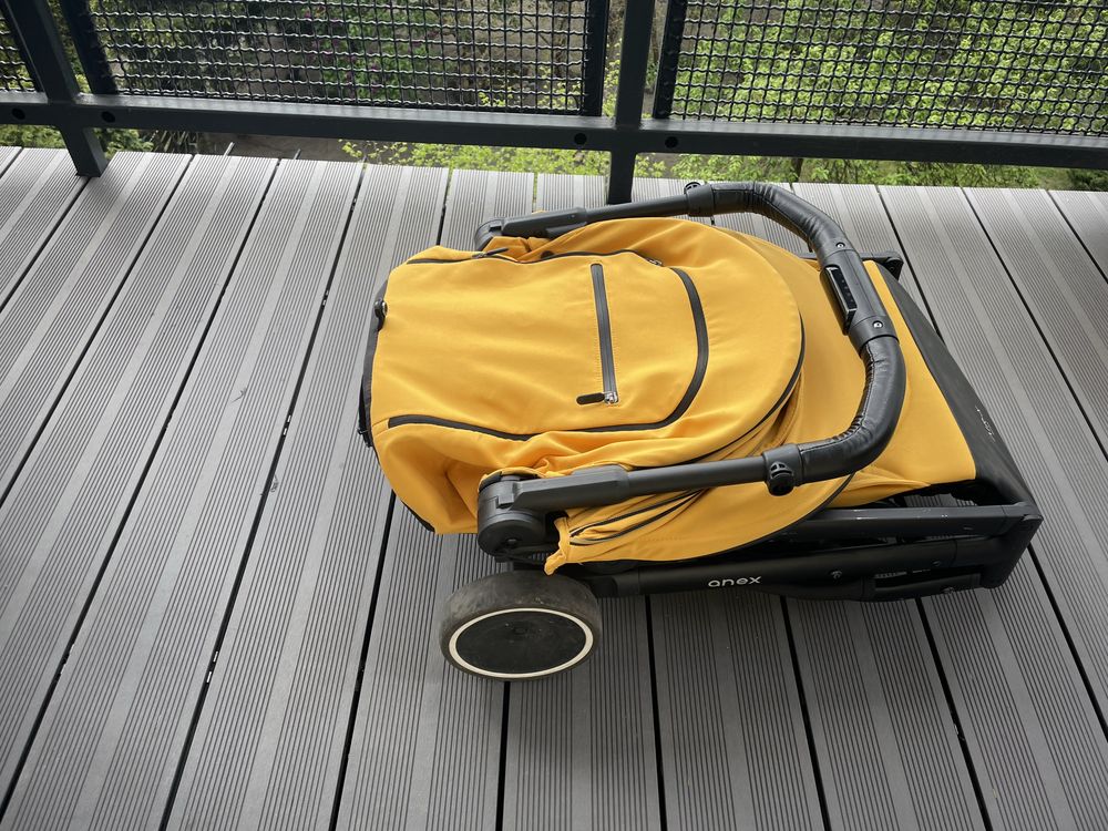 Wózek anex air-x spacerowy żółty z torbą moskitiera i  folia na deszcz