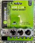 rozgałęźnik rozdzielacz zapalniczki PNEUMATIC 3 gniazda + USB