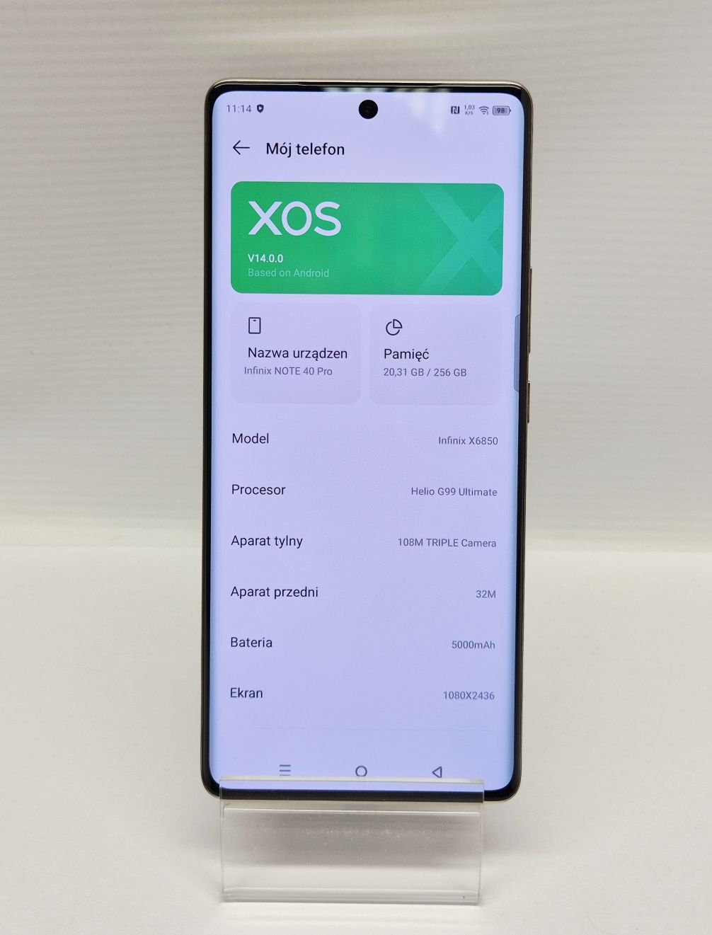 Smartfon INFINIX NOTE 40 PRO, Komis Jasło Czackiego