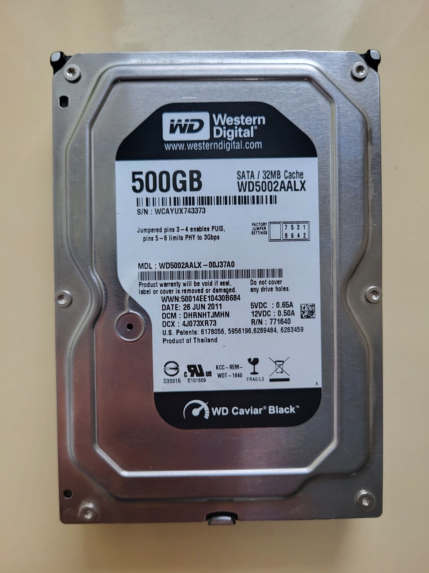 Жорсткий диск HDD 3.5 Western Digital Black 500GB