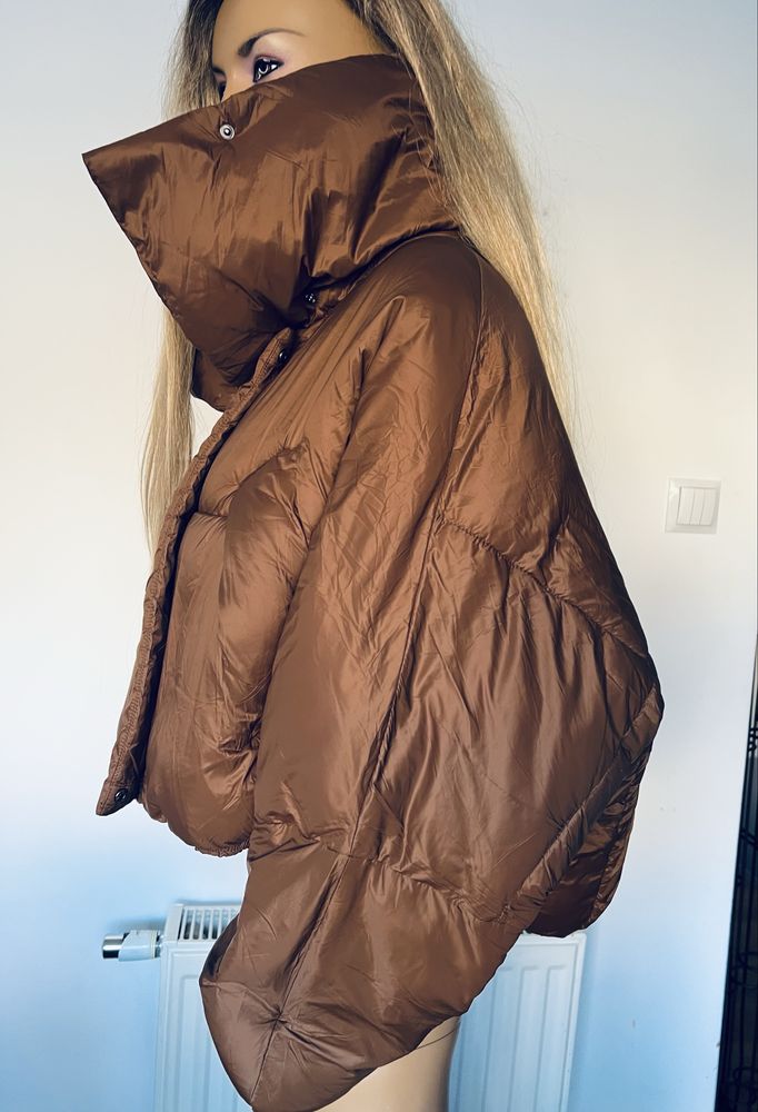 Ann Gissy xl krótka szeroka kurtka zimowa brązowa nowa xl