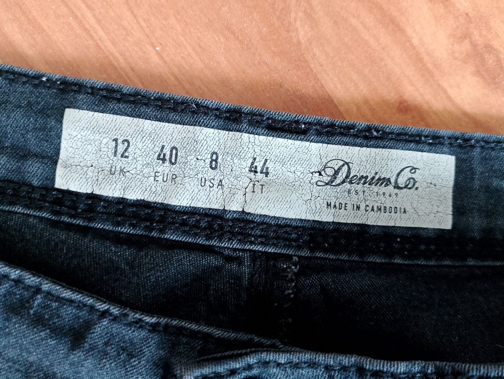 Spodnie jeansy czarne damskie skinny rurki rozmiar L