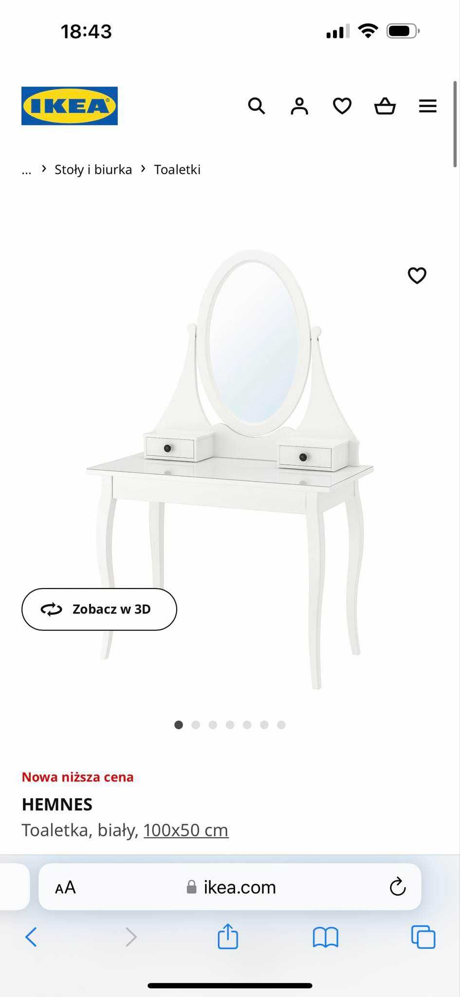 Toaletka HEMNES IKEA stan bardzo dobry