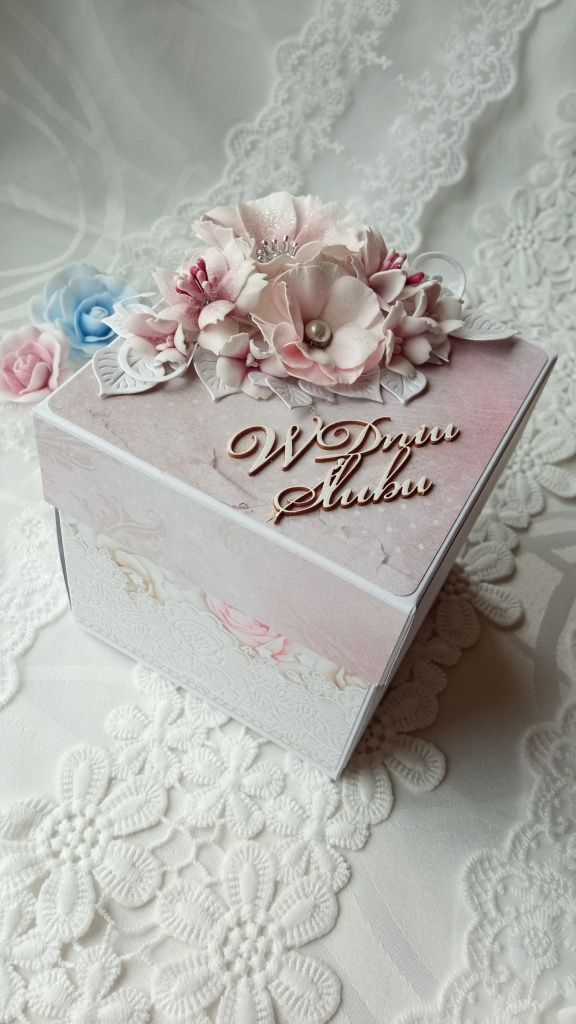 Kartka ręcznie robiona exploding box na ślub, wesele