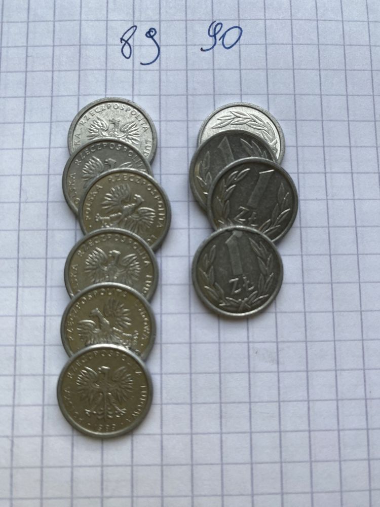 Monety 1 zł duże 56 małe 10 szt