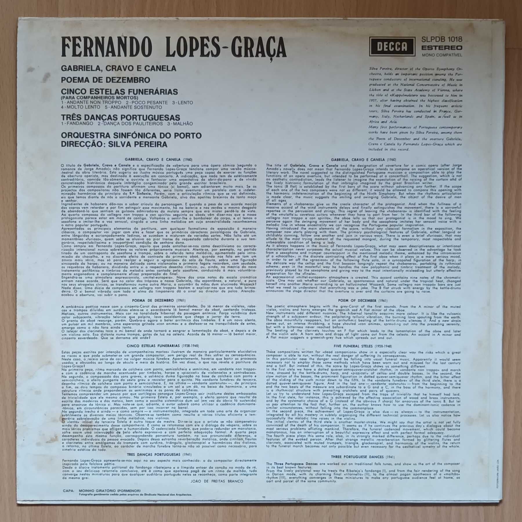 Fernando Lopes-Graça Orquestra Porto Gabriela Cravo E Canela LP 1973