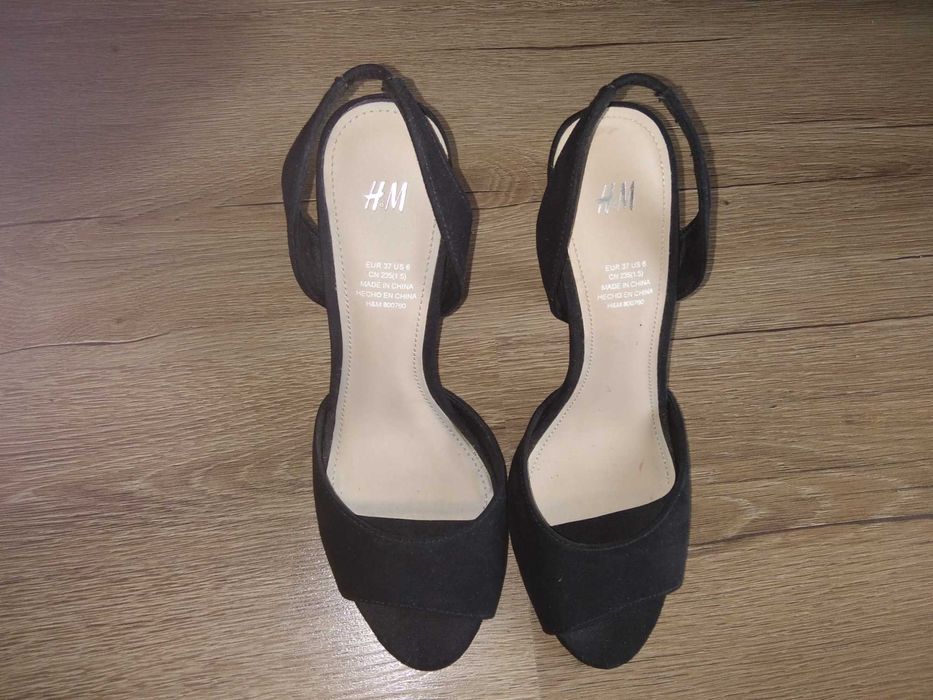Sandały, szpilki, czarne, H&M, rozmiar 36