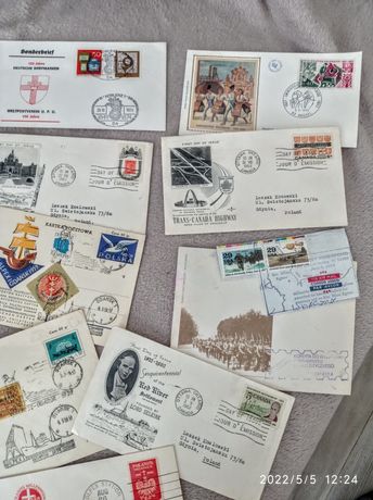 Znaczki pocztowe plus koperty pieczątki