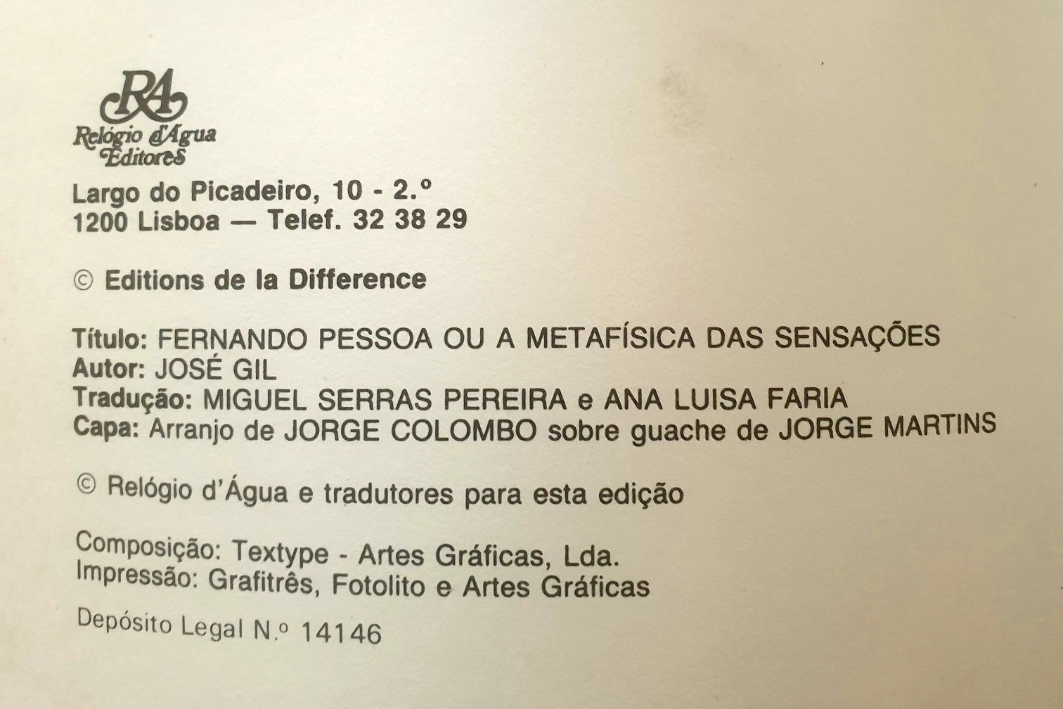 Fernando Pessoa ou a Metafica das Sensações