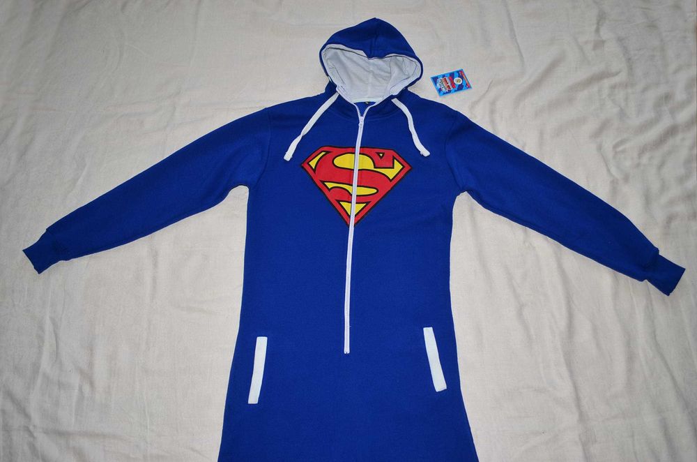 Новый SuperMan костюм взрослый Супермен капюшоном пижама кигуруми слип