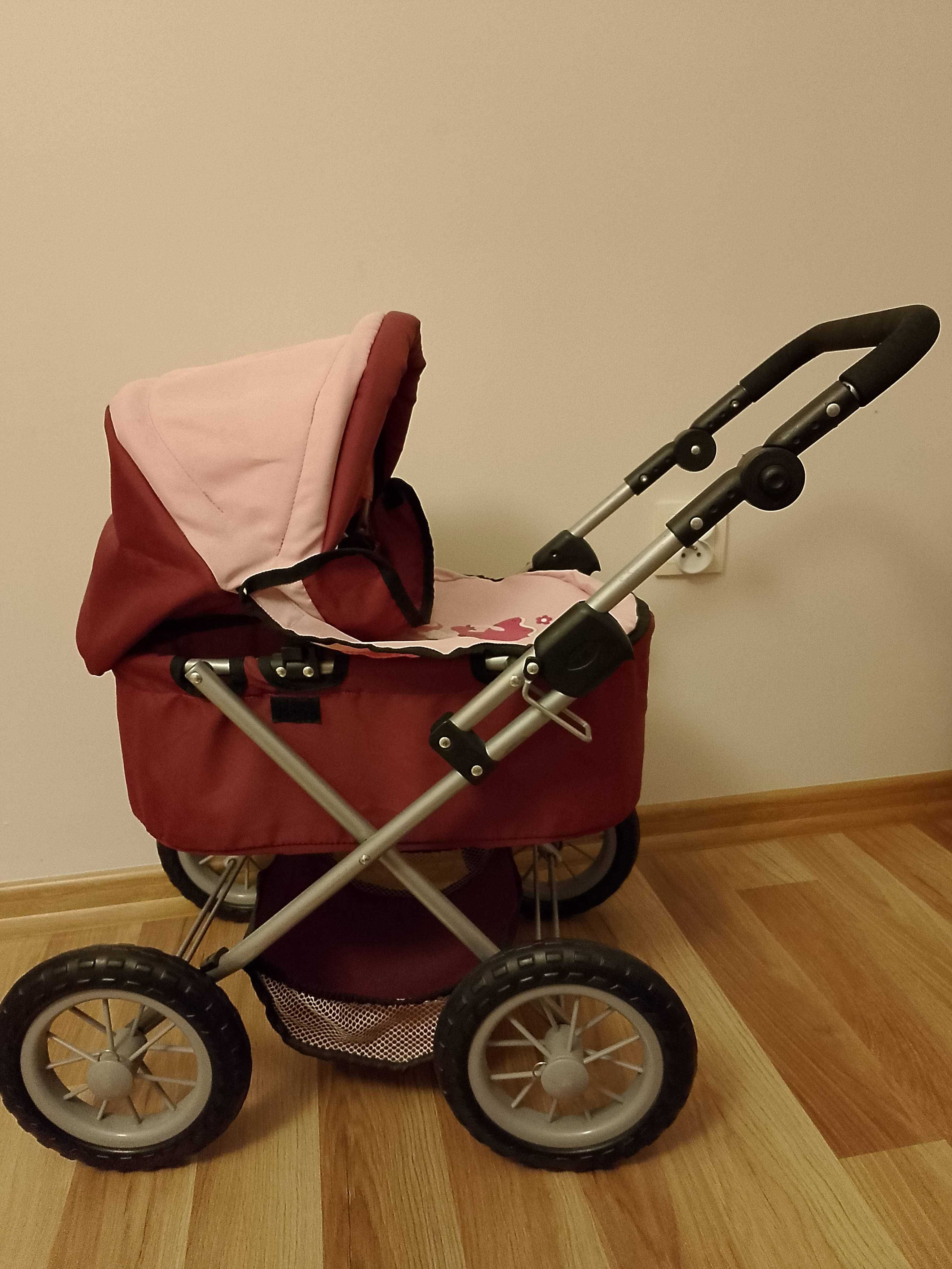 Wózek głęboki dla lalki Różowy Bordo