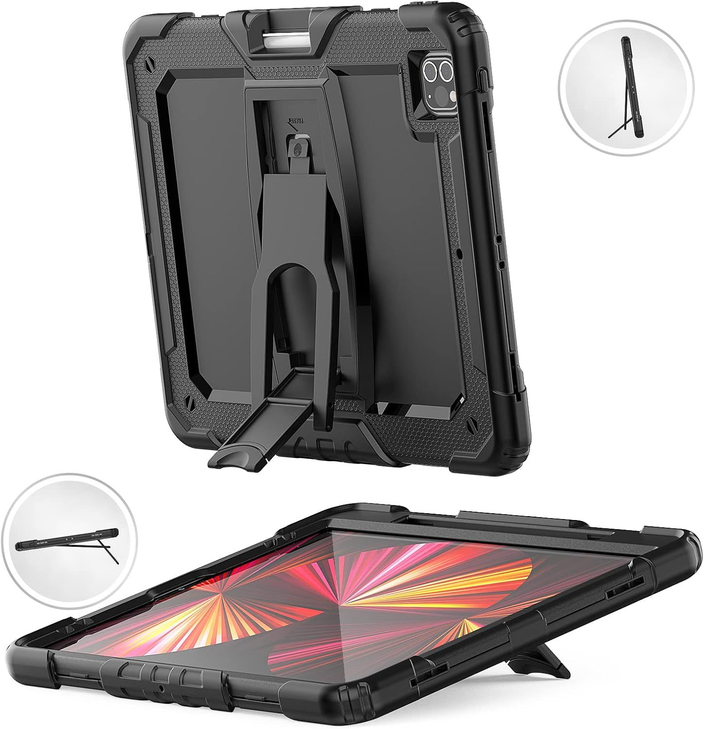 Etui do iPad Mini 6 z Podstawką i Paskiem na Ramię Czarne