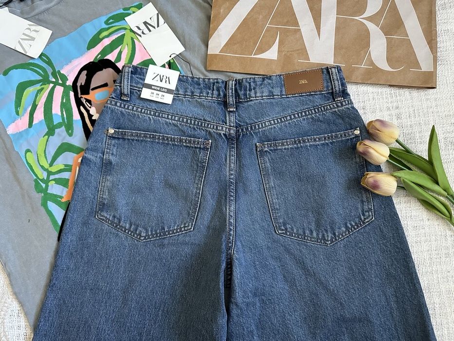 широкі джинси Zara жіночі джинси zara wide leg середня посадка