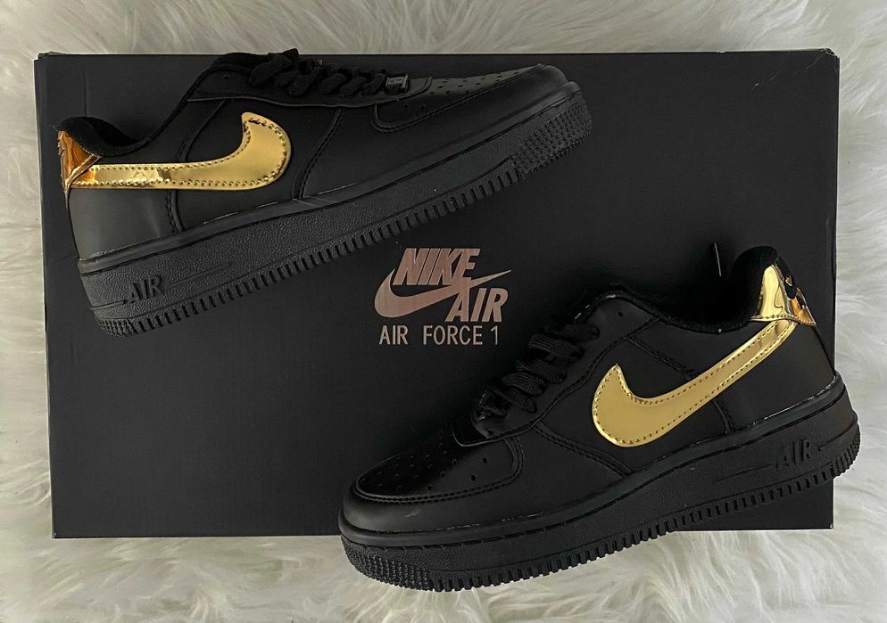 NIKE AIR FORCE 1 czarne złote buty damskie nike trampki sneakers 36/40