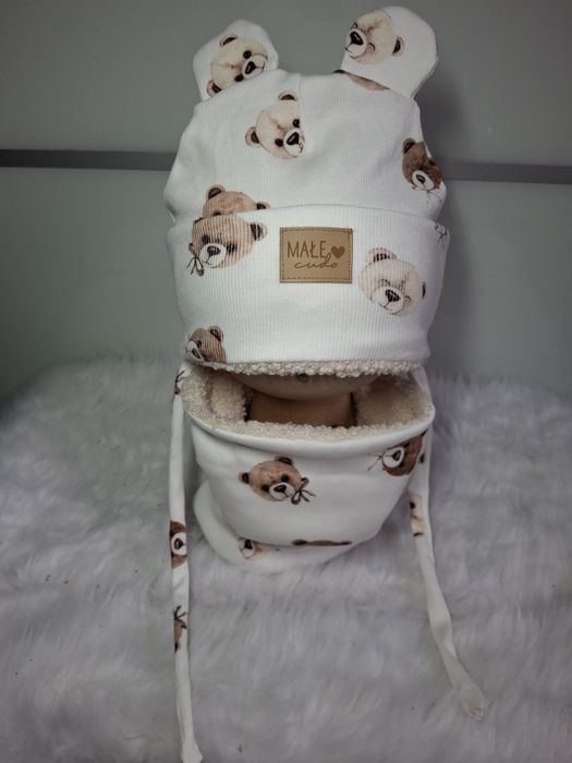 Zimowe ocieplane komplety czapka komin lub chusta