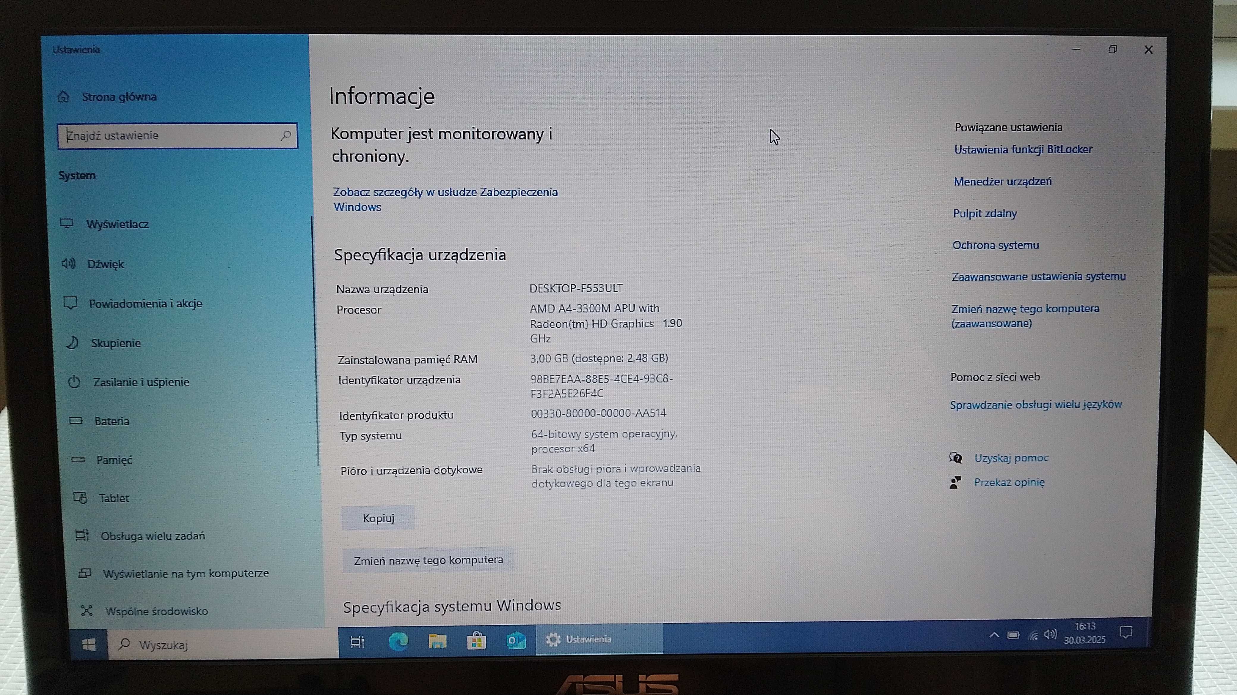 Laptop Asus K53Z-SX069 sprawny z nową baterią