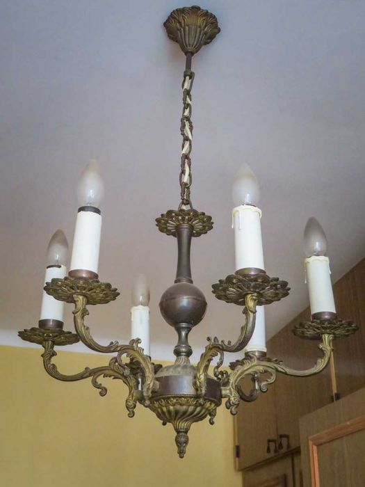 Piękny żyrandol ala  świecznik UNIKAT mosiądz PRL