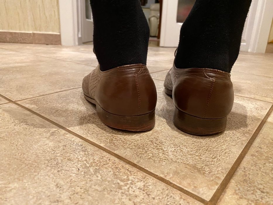 Brązowe buty męskie skórzane półbuty eleganckie venice do garnituru