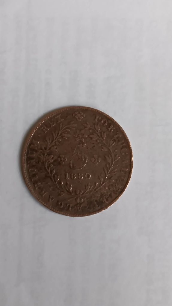 Moeda  de 5 réis D.Luís l,de 1880. Açores