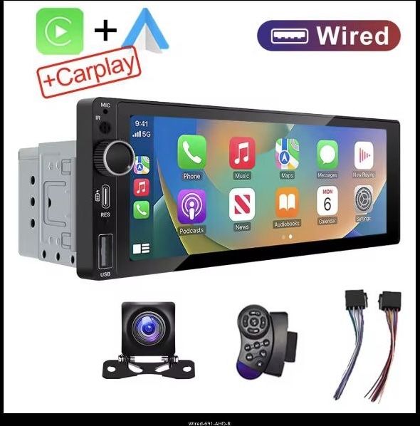 Універсальна 1 Din Андроїд магнітола CarPlay + Android auto + Камера