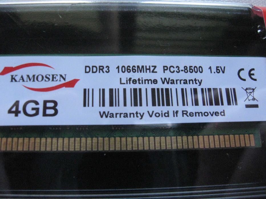 Pamięci RAM KAMOSEN DDR3 1066MHZ PC3-8500 1,,5V   ( 2 sztuki )