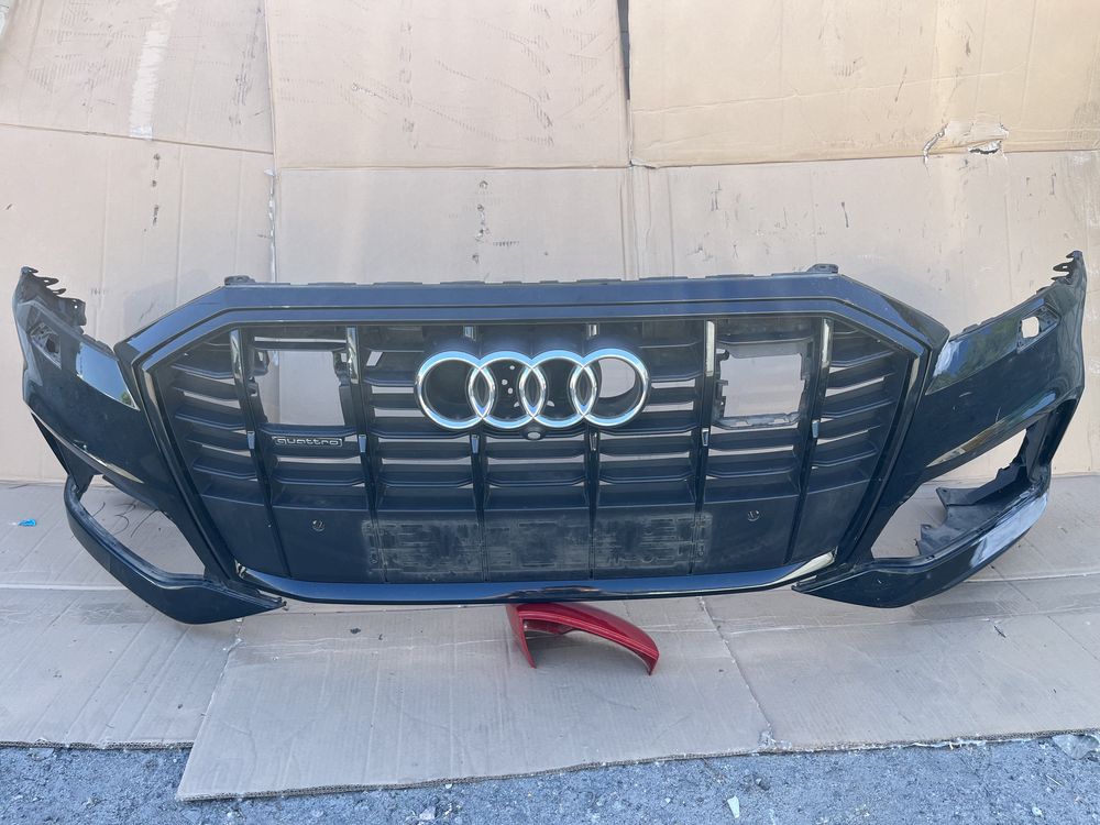 Audi q7 4m0 2020- рестайлинг бампер передний black+ решетка радиатора