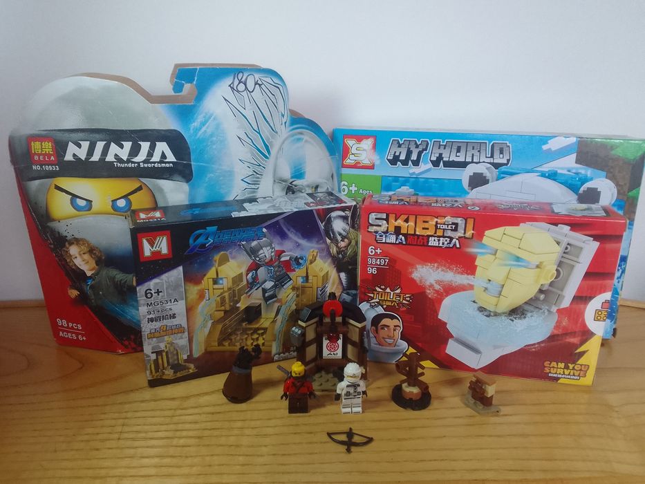 Продаю різні набори lego ninjago, minecraft, skibidi toilet і marvel