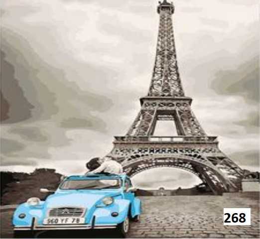 Quadro numerado pintura tinta pincel passatempo carro paisagem paris