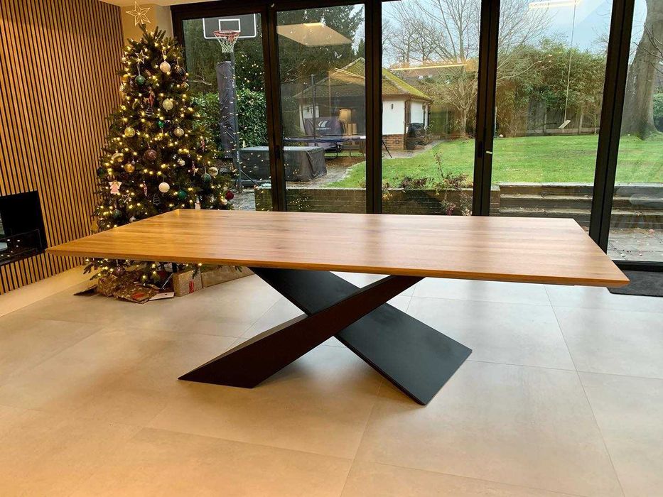 Stół z litego drewna dębowego 80x160 cm + metalowe nogi