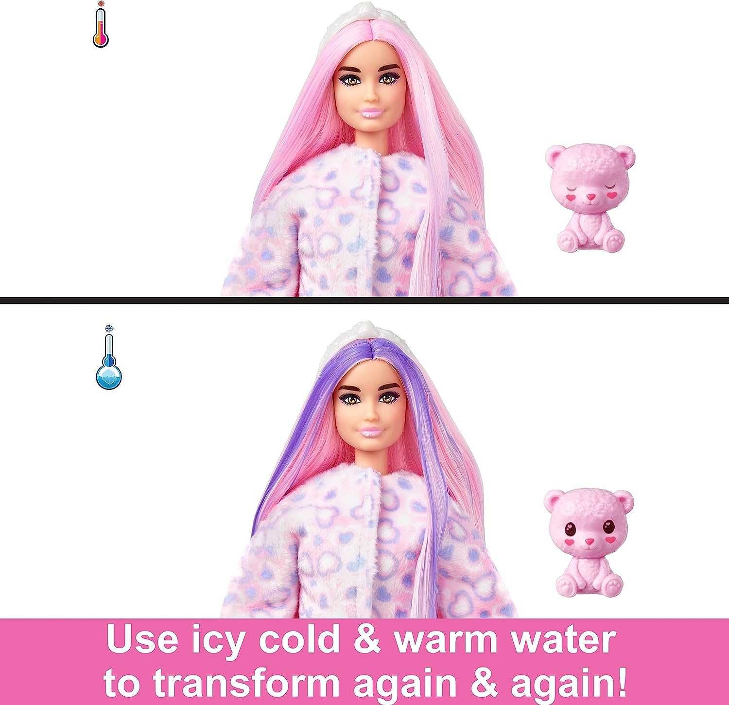 Barbie Cutie Reveal Doll with Pink Hair & Teddy Bear Барбі Ведмедик