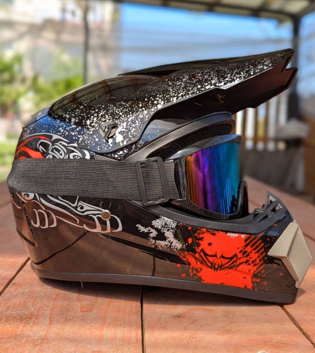 Мотошолом кросовий, шлем, шолом  +  ОКУЛЯРИ