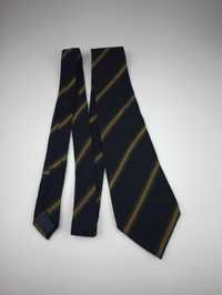 Granatowy jedwabny wełniany krawat w paski klubowy wel03