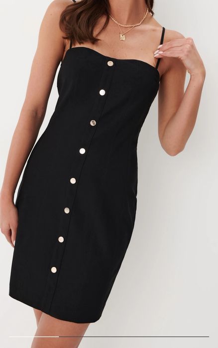 Sukienka czarna z guzikami nowa Glamour mohito sylwester andrzejki bal