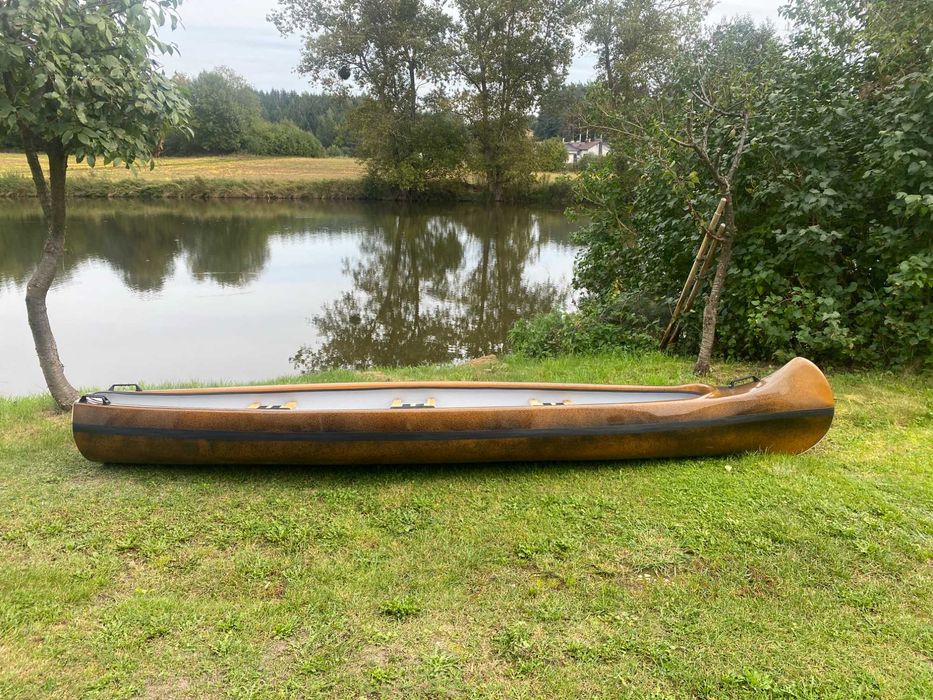 Łódka Kajak Kanu Kanadyjka pod silnik MOTO INDIAN 420 PRZYPALANY BRĄZ
