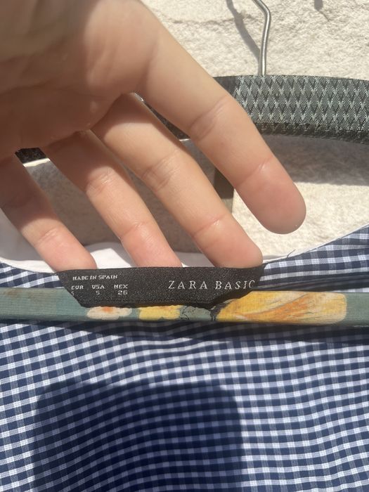 Bawełniana koszula z długim rękawem w kratkę rozm. S Zara Basic