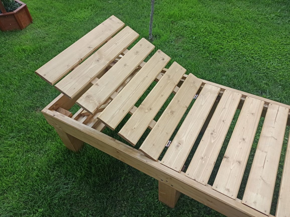 Leżaki drewniane ogrodowe z ławką