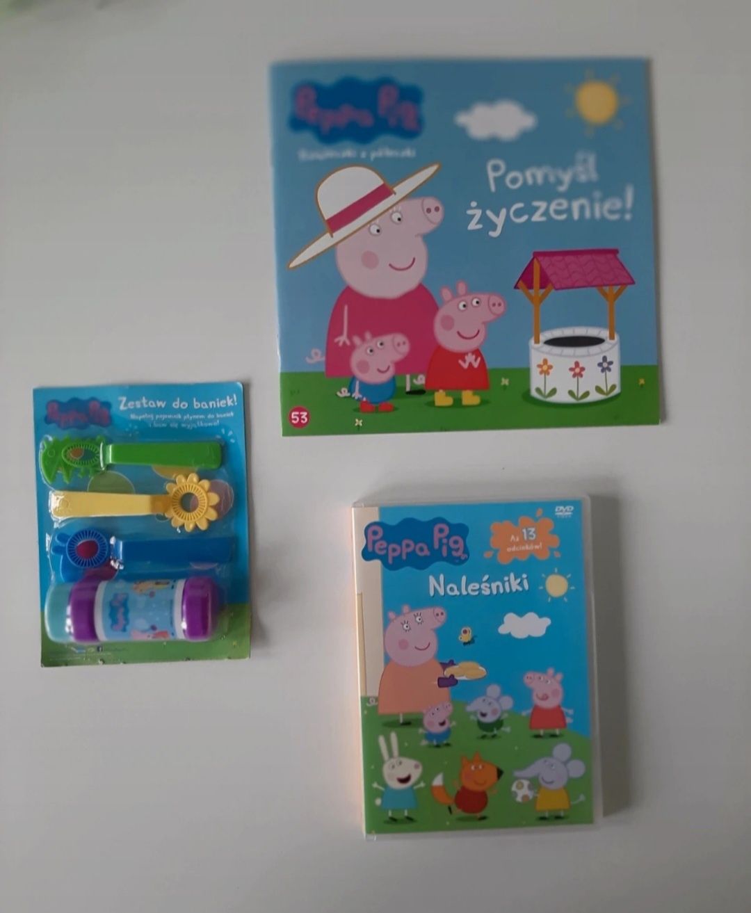 Świnka Peppa zestaw dla dziecka bajka DVD, książeczka i zabawka