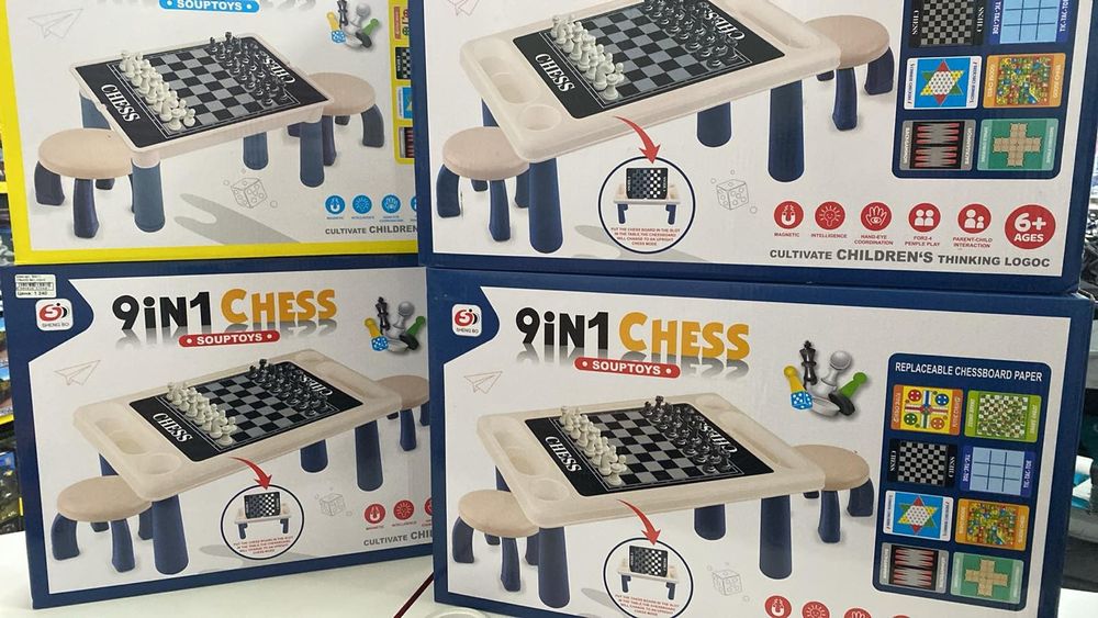 Настольные игры, стол и стульчик, настольная игра 9в1, детская настолк