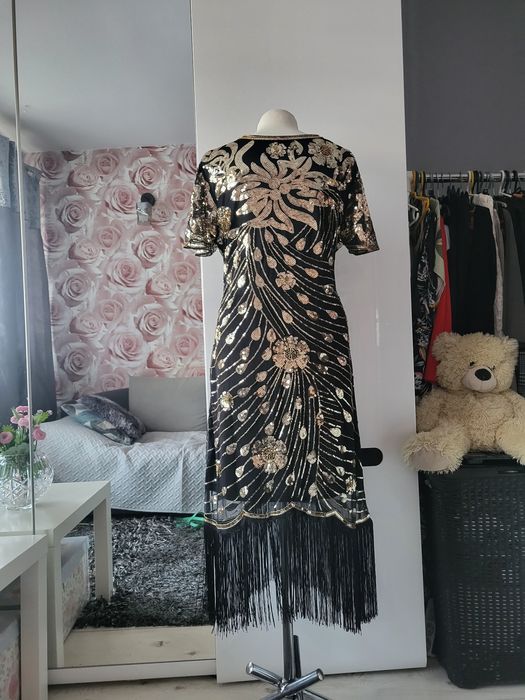 Cekinowa sukienka, lata 20, retro, Gatsby  44-46