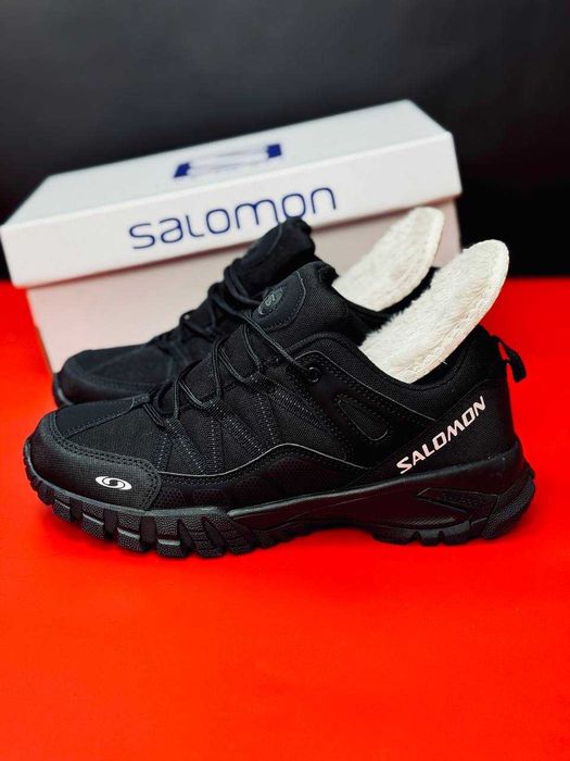 мужские зимние кросовки salomon черные +7-21 супер тёплые цена за пару