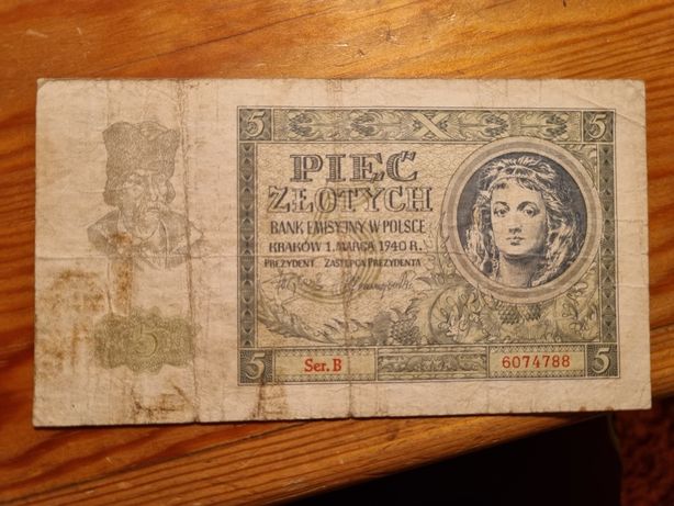 Banknot 5 złotych 1940 rzadki rocznik