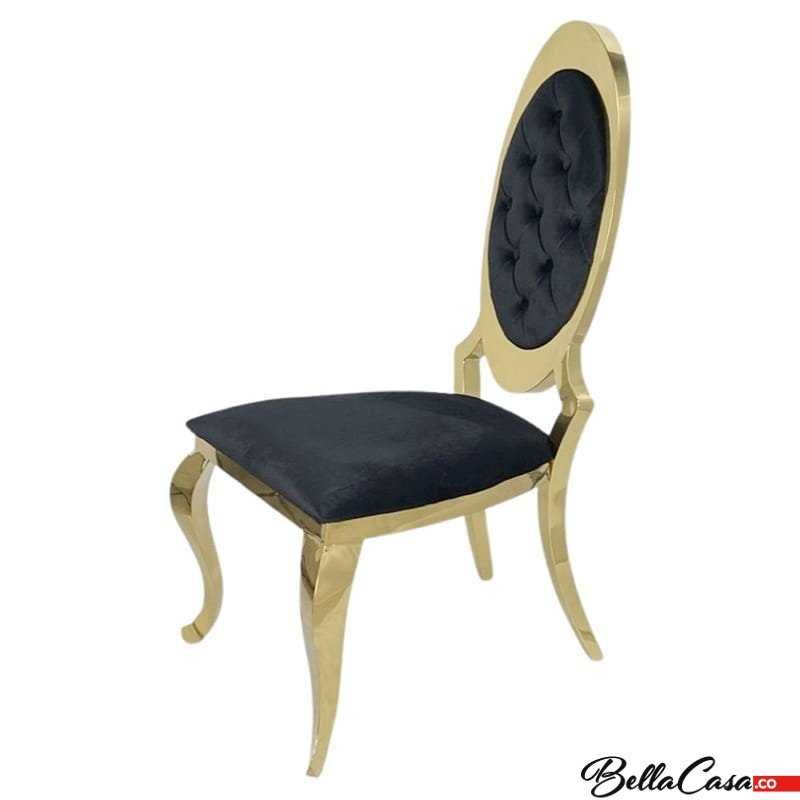 Krzesła glamour Victoria Złote Welur / Ekoskóra Do Jadalni