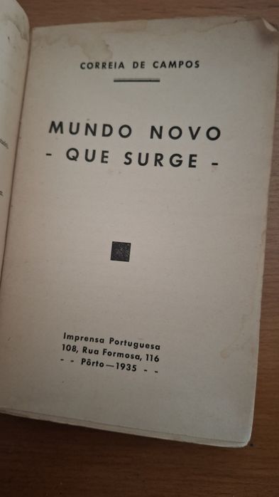 Correia de Campos , Mundo novo que surge 1935 assinado