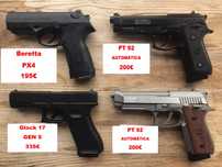 Pistolas Pressão de ar CO2 Blowback Beretta PX4 - GLOCK 17 GEN5 CHUMBOS - SwissArms PT92 METAL Automática