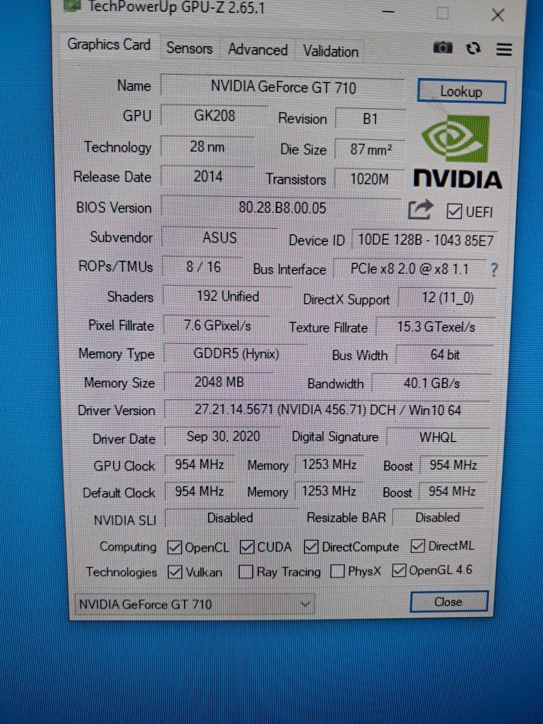 Видеокарта ASUS GEFORCE GT 710 2Gb
