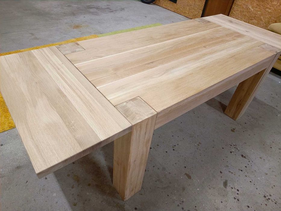 Stół dębowy 160x90 dostawki 240x90cm drewniany grube nogi stolarz