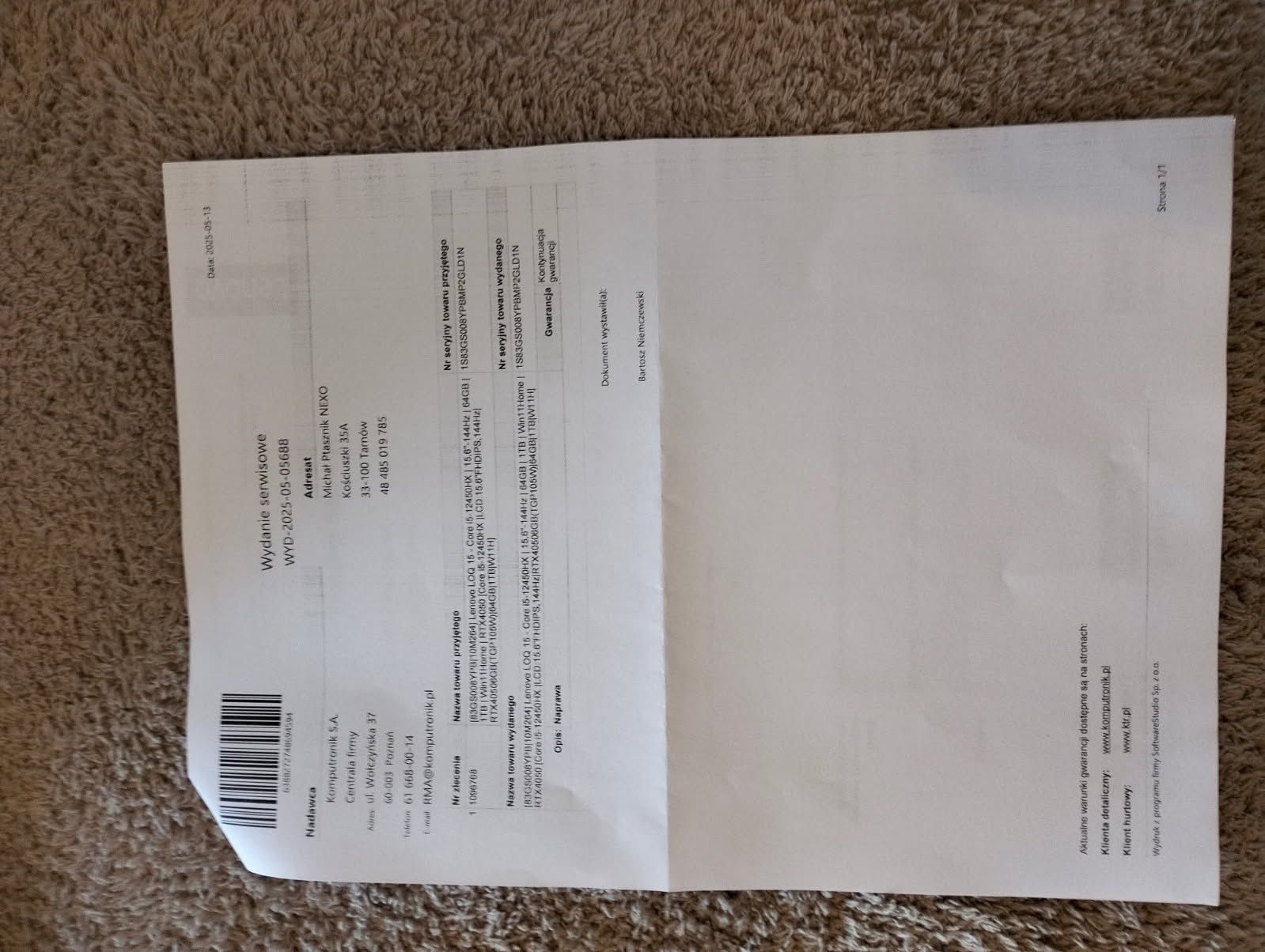 Lenovo LOQ Intel i5 64GB RAM RTX4050 laptop gamingowy gwarancja 30 msc
