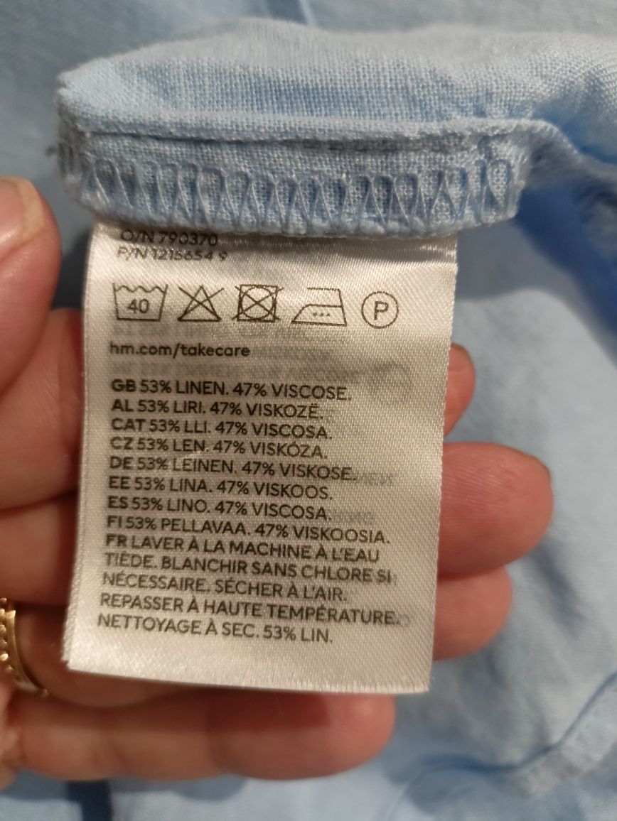 Lniana bluzka , błękitna HM.rozm. xl