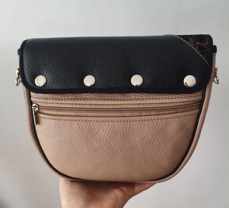 Torebka Farbotka Classic Sun podstawa skórzana piaskowa