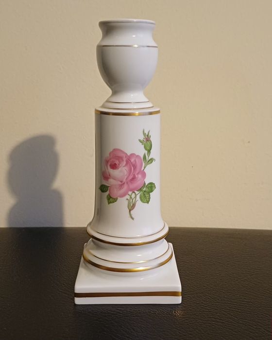 Miśnia świecznik porcelanowy "Czerwona róża"